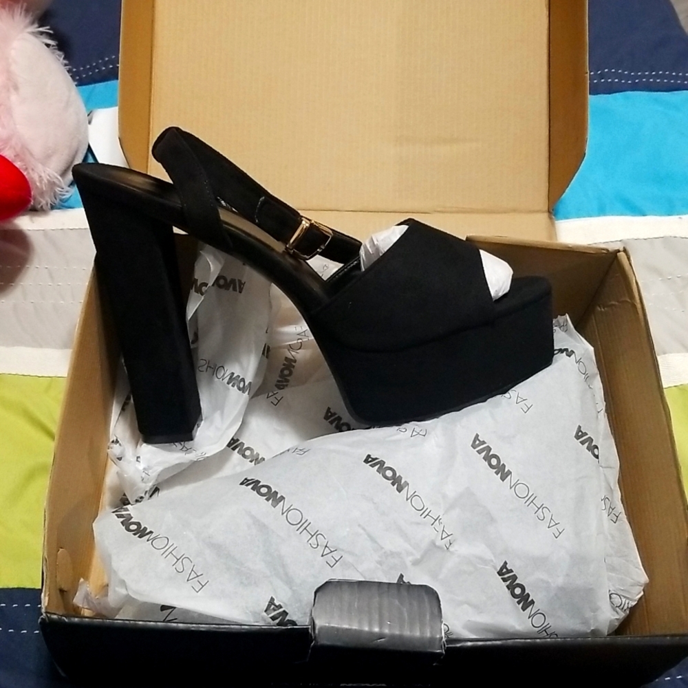 Black platform heels.